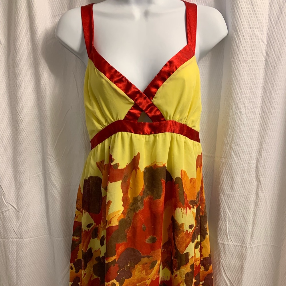 💸REDUCED💸 ARDEN B - medium halter tunic dress- canary & ruby